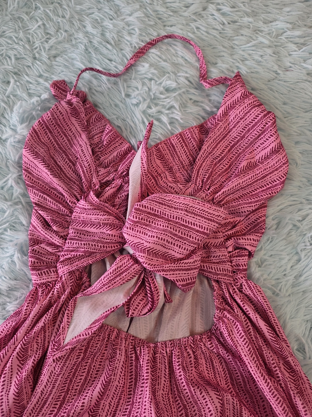 Pink Striped Tie-Front Sleeveless Maxi Dress - Size S - Picture 5 of 9